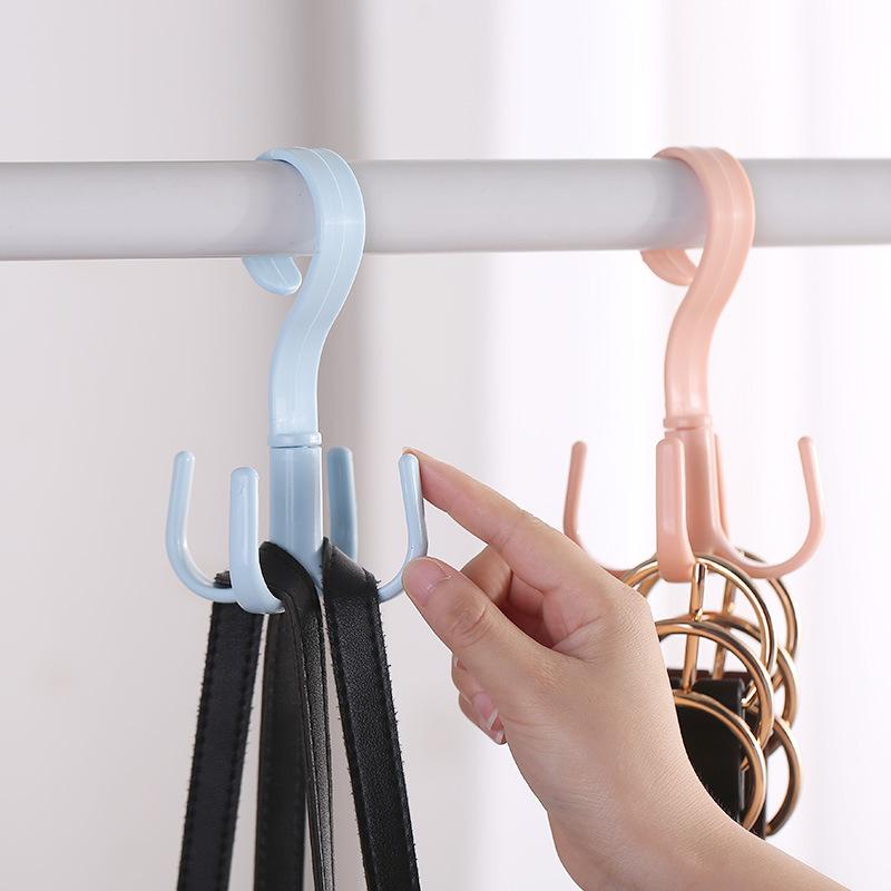 Four-claw Hook, Multi-functional and Rotatable, Scarf and Bag Storage Rack, Non-drilling Plastic Hook, Thickened Coat and Hat Hook