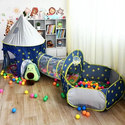 3 In 1 Portable Rocket Children's Tent Toys Camping Tent Kids Ball Pool for Children Play House Crawling Tunnel Pop-up Tent
