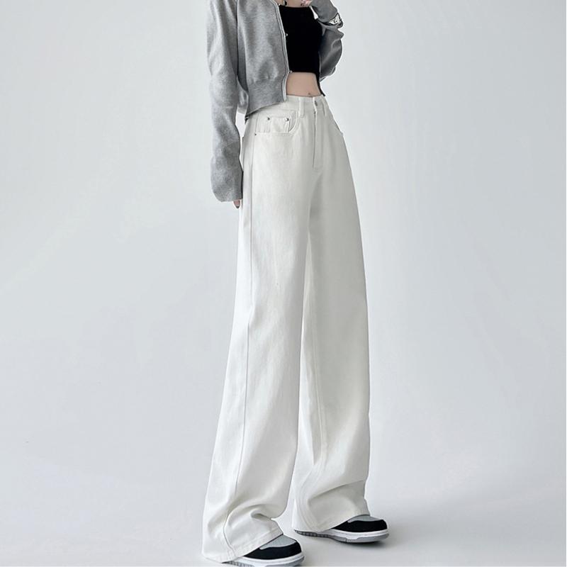 High Waist Wide Leg Denim Pants Women's Spring 2025 New Style Slimming Drapey Loose Floor-Length Narrow Straight Cut Trousers