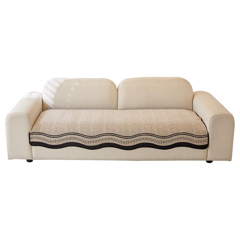Premium Leather Sofa Cushion Plush  New Four-Season Universal Fixed Non-Slip Straight Row Seat Cushion Cover Cloth Cover