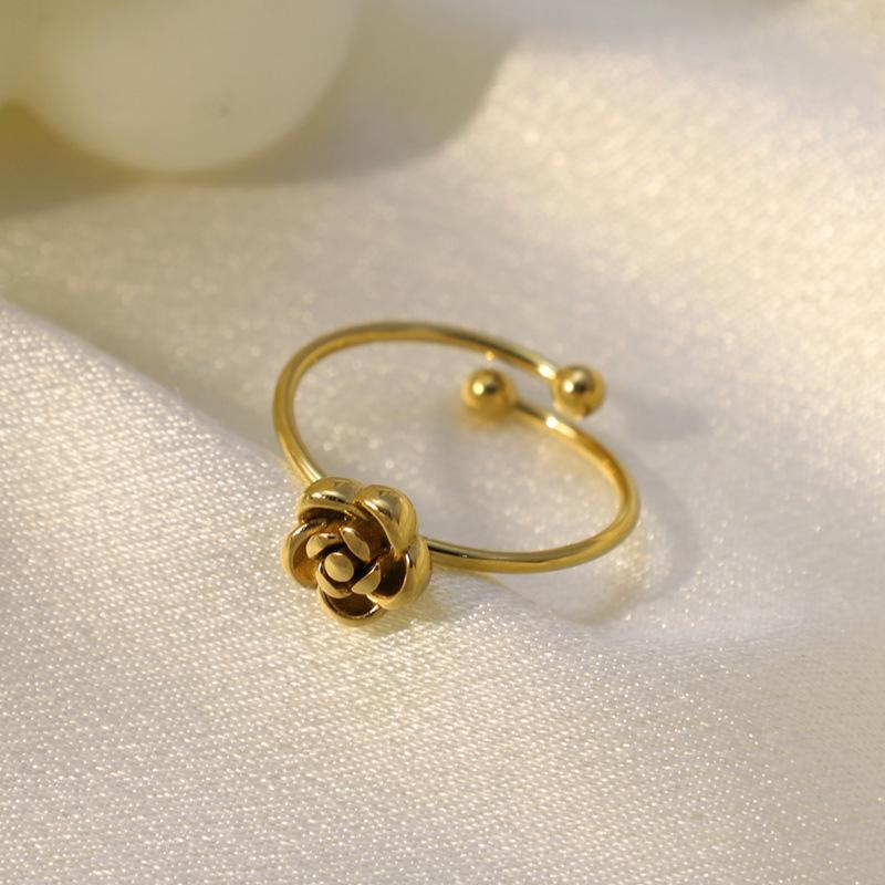 Rose Opening Adjustable Ring Stainless Steel Jewelry Simple Style Jewelry Girls Fashion