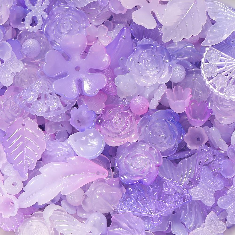 30g/Lot Colorful Mixed Butterfly Fan Acrylic Beads Spacer Loose Bead for DIY Necklace Bracelet Jewelry Making Accessories