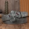 Unisex PU Leather Belt with Eagle Pattern Large Buckle