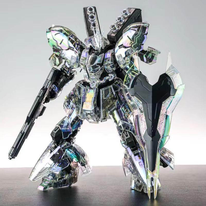 RG 1/144 Iridescent Chrome Sazabi Holographic Laser Transparent Gunpla Model Kit Anime Mecha Action Figure Boy Assembly Toy Gift