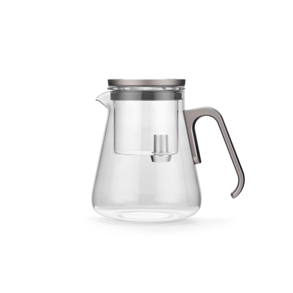 Heat-Resistant Borosilicate Glass Teapot 800ml,aluminum alloy handle,Tea Diffuser серый
