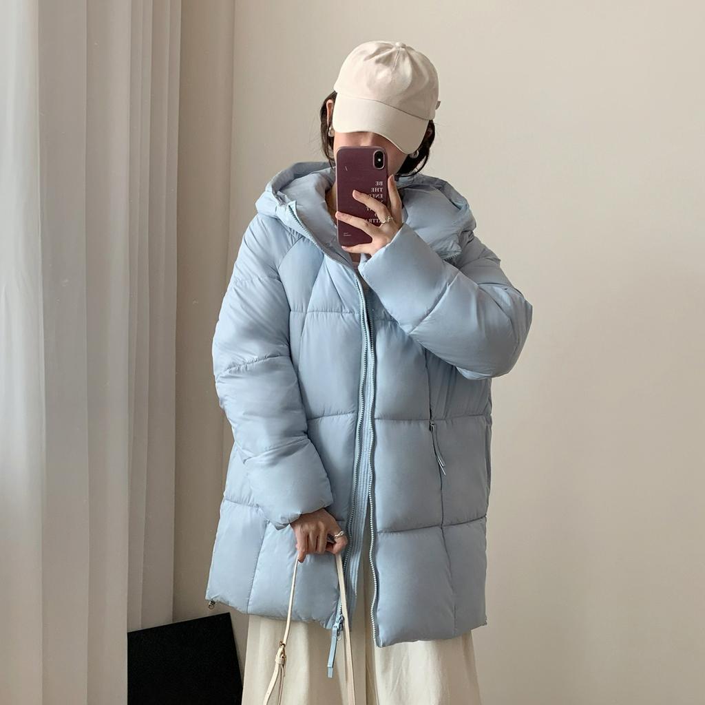 Autumn and Winter Down Padded Jacket Women's Puff Mid-length Hooded Loose Thick Warm Padded Jacket