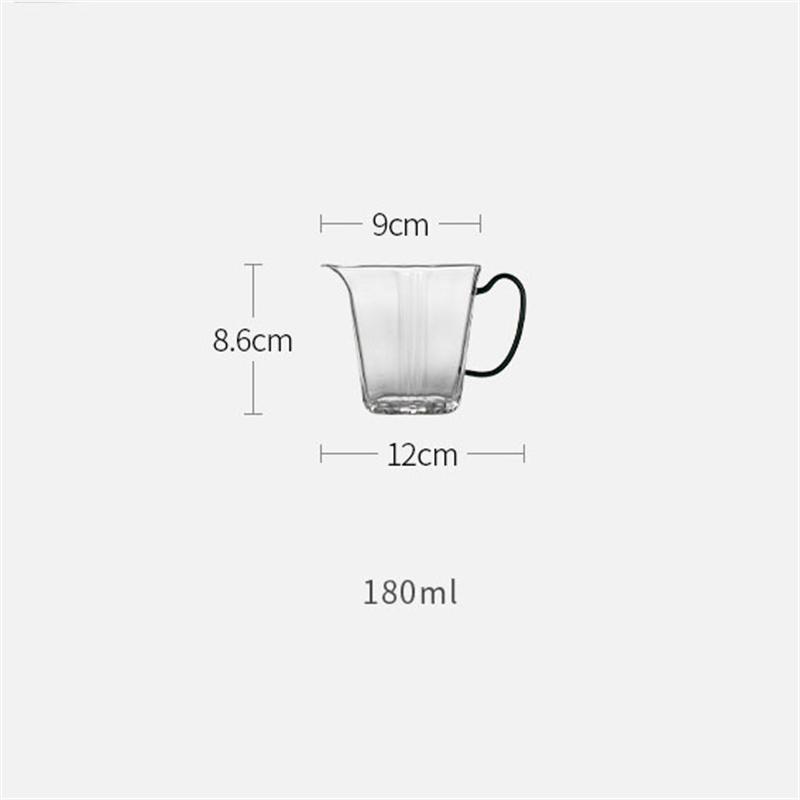 Japanese Style 180ml Square Heat Resistant Glass Tea Pitcher Fair Cup With Handle Chahai Tea Cup Kung Fu Tea Set Accessories 180ml зелёный