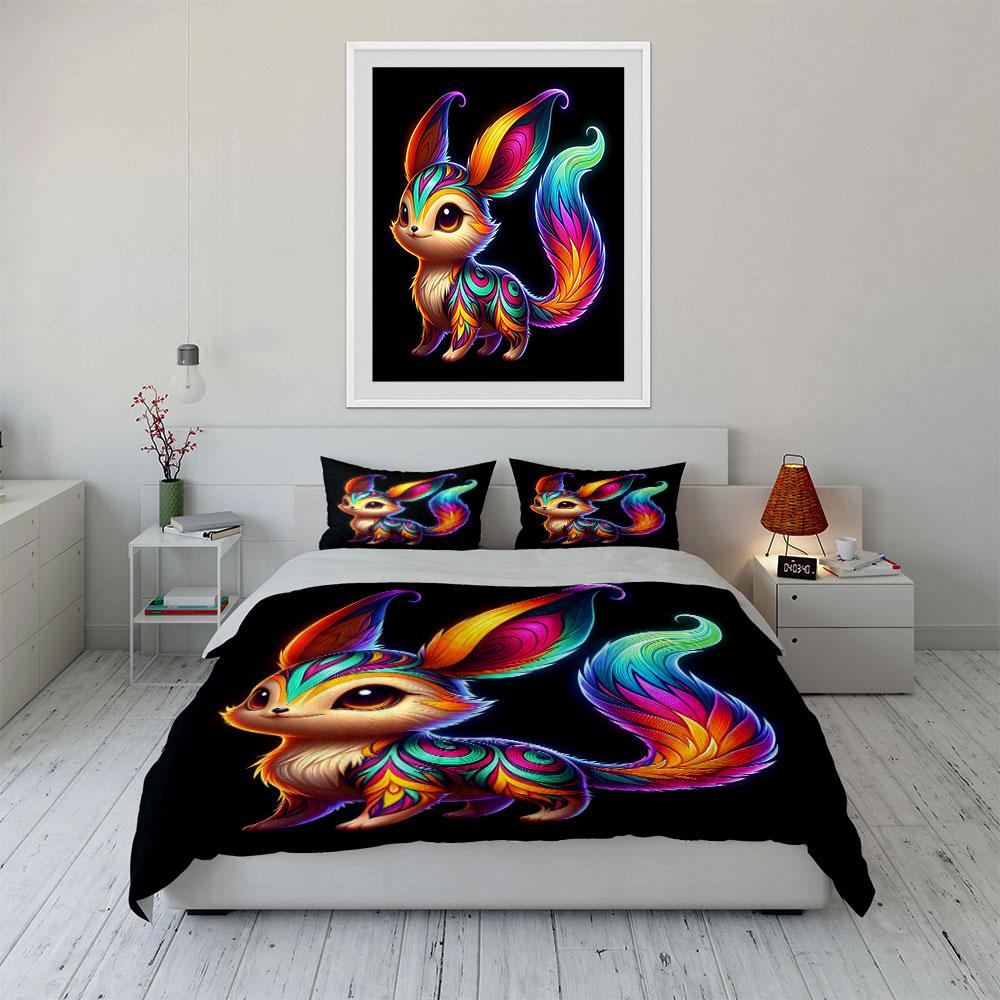 "Colorful Animal Art Decor Set" Bedding Set with 1 Duvet Cover 2 Pillowcases Single Double King Queen, Gift