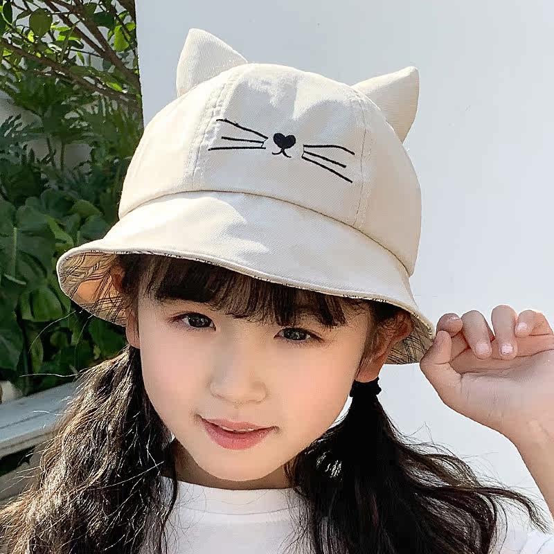 Cute Baby Hat With Cat Design Japanese Style Sun Protection Hat For Summer