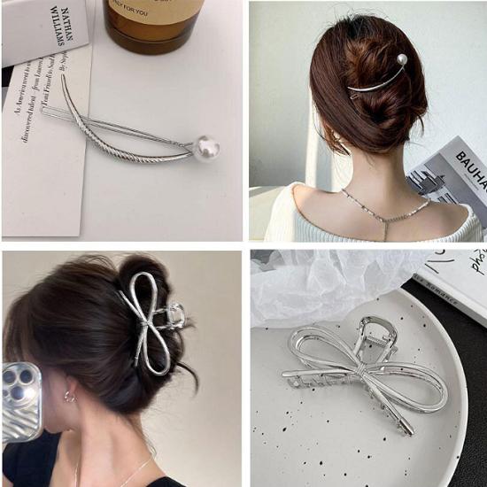Mno Silver Ring Hairpin Clip Hairpin Hairpin for Thick Hair Decoration
