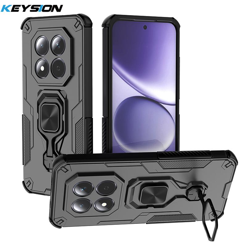 KEYSION Custodia blindata antiurto per Redmi Note 15 Pro+ 5G Silicone+PC Supporto ad anello metallico verticale Copri telefono per Redmi Note 15 4G 5G