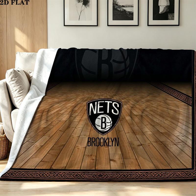 Brooklyn Nets Logo Print Flannel Blanket High Quality Warm Comfortable Cover for All Seasons Perfect for Gifts Home Decor