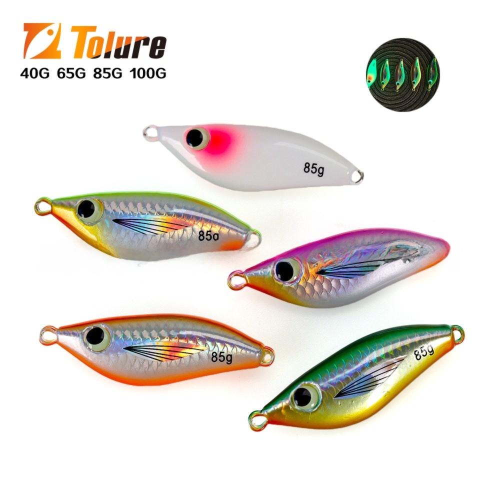 Metal Construction Fishing Jig Lures Glow Shore Casting Lures New Jigging Spoon Lure  Shore Casting