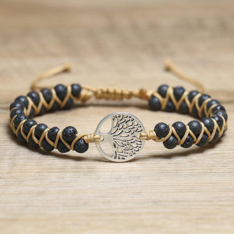 African Turquoise Tree of Life Bracelet – Handwoven Macramé Boho Jewelry, Grounding Growth Gift for Women