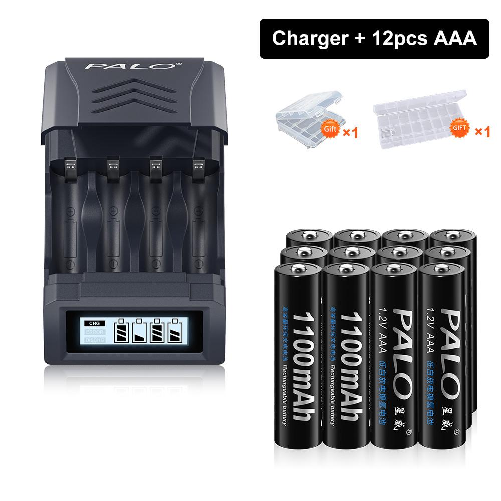 PALO 1.2V NI-MH AAA 1100mah Rechargeable battery AAA NIMH 3A Batteries With 4 Slots USB charger for 1.2V/1.5V AA AAA Battery