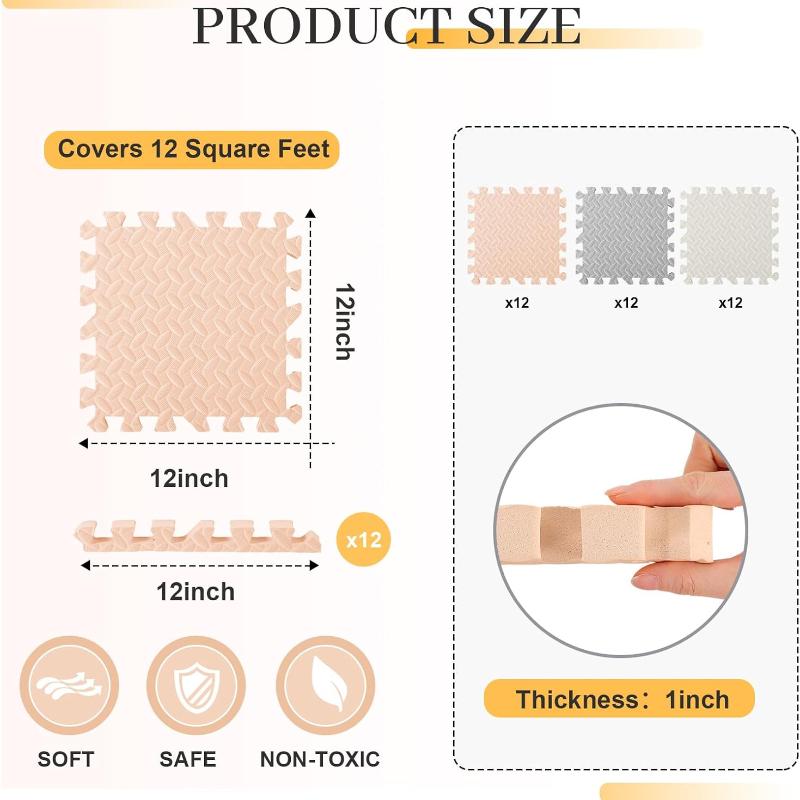 2.5cm Thick Foam Puzzle Floor Play Mat Baby Crawling Play Mat Anti-slip and Anti-fall Fitness Mat Suitable for Children's Room