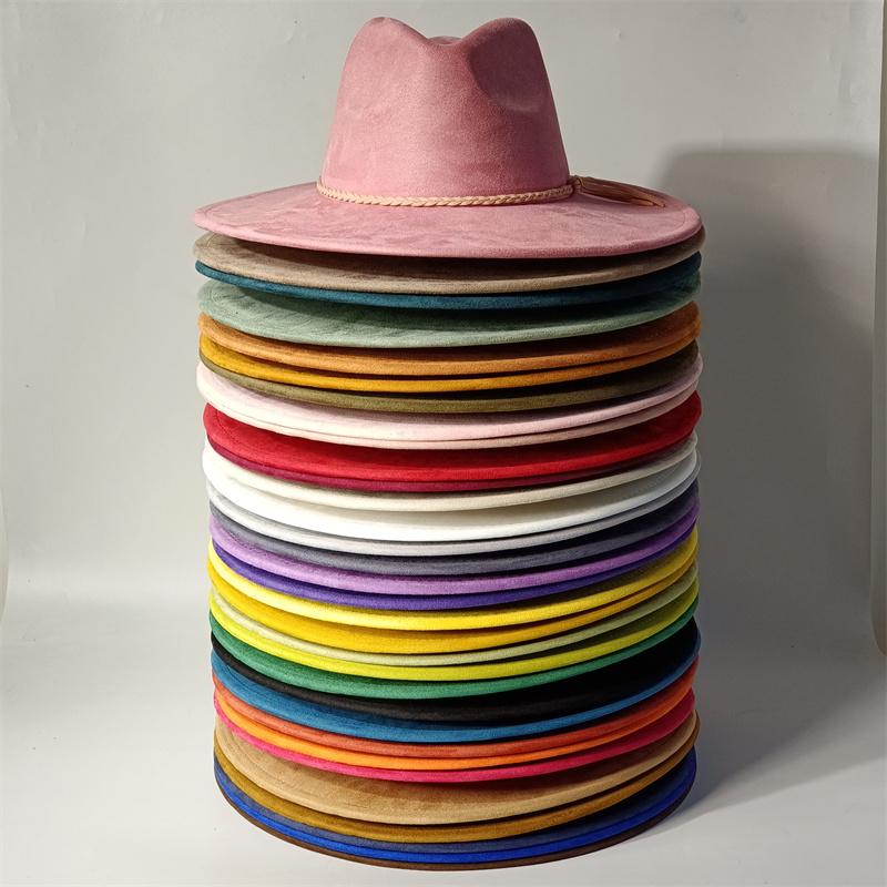 Yiran Dayang Hat Women's Pyrography Suede Fedora Rancher Hats Blank Hats For Burning Multicolor Heart Shaped Brim Unisex Jazz Hat Church Hat 58Cm