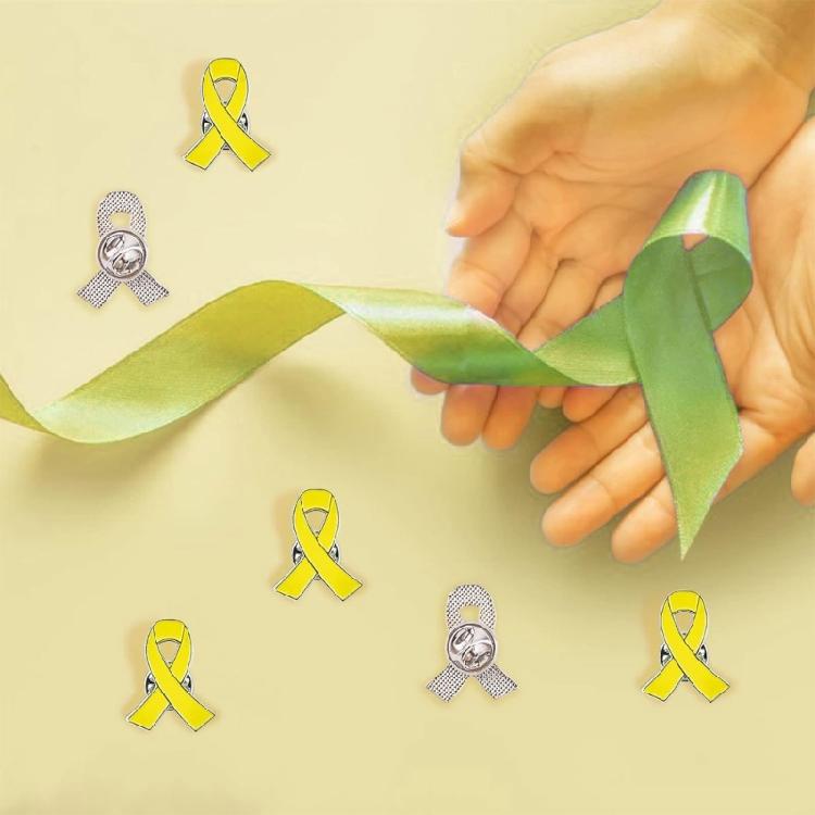 Set of 10 Awareness Pin Yellow Ribbon Shaped Brooches Colorful Lapel Pin Jewelry Stylish Enamel Breastpins for Women