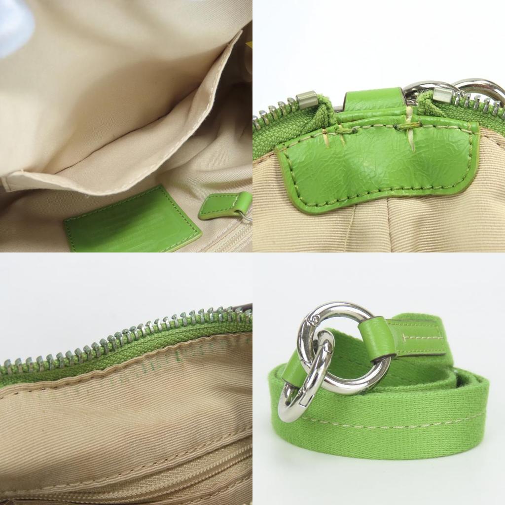 Gebruikte COACH Schoudertas 28206E canvas/leer beige groen één riem