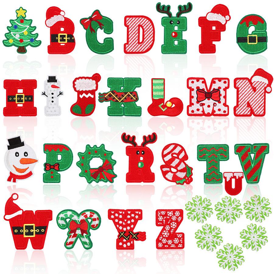 New Christmas Letter Embroidery Cloth Sticker Christmas Tree Towel Embroidery Patch Sticker Snowman Snowflake Computer Embroidery Chapter Boy