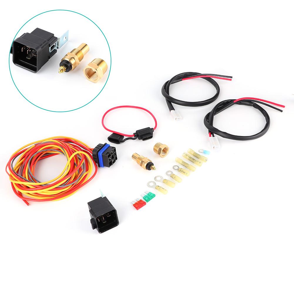 Electric Cooling Fan Wiring Harness Kit Dual Single 165 185 W Thermostat 40 AMP Relay