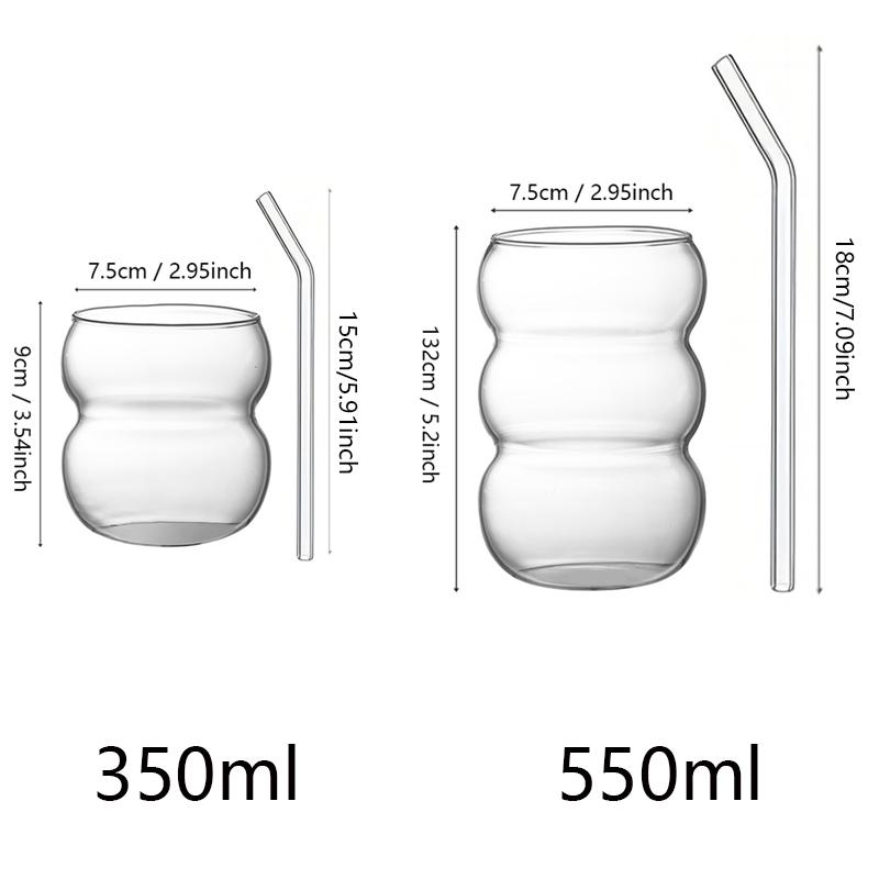 350/550ml Průhledný skleněný pohár Pohár na studenou kávu se slámkou Dezertní Džus Mléko Nápojové sklo Hrnek Párty Koktejlové sklenice Šálek na čaj