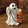 Halloween Ornament Ghost Hold Pumpkin Shape Statue Indoor Outdoor Display Statue Farmhouse Style Halloween Decoration