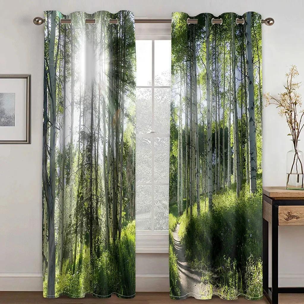 

3D натуральный пляжный морской балкон пейзаж остров растения бесплатная доставка тонкие 2 панели оконные шторы для спальни гостиная декор (50Wx50H)x2(CM)&Grommet Top