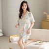 Pajamas Women's Summer Ice Silk Short Sleeve Pajamas Mom 1011 New Summer Thin Simulation Silk High-end Dress