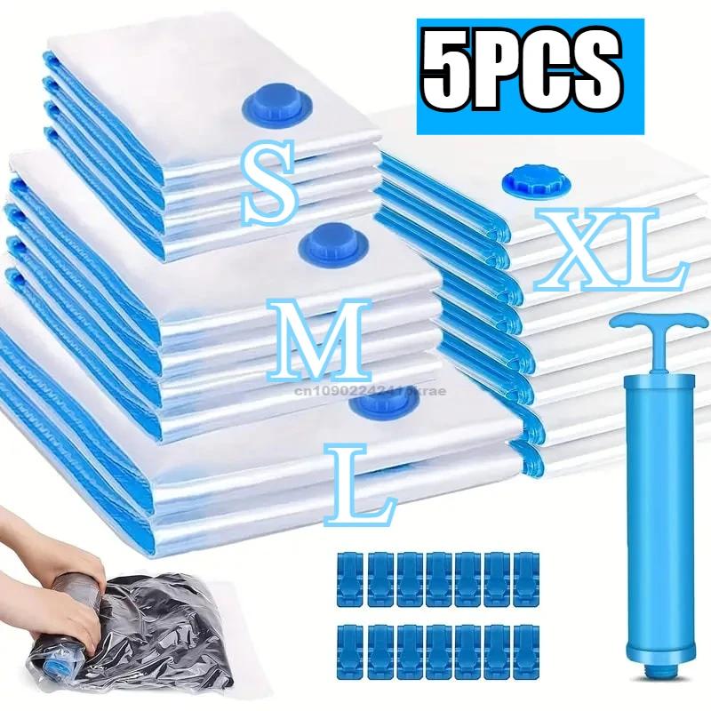 1-5pcs Vacuum Compression Storage Bags Dustproof Sealed for Clothes Blankets Space-Saving Organizer for Dorms Bedrooms Travel