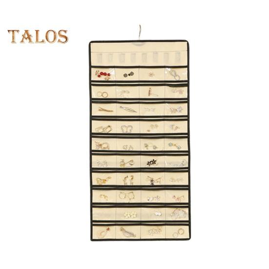 

Двусторонняя сумка для хранения ювелирных изделий с вращающимся крючком, несколько отделений, подвесной органайзер для ювелирных изделий, сумка для хранения сережек, ожерелий A бежевый