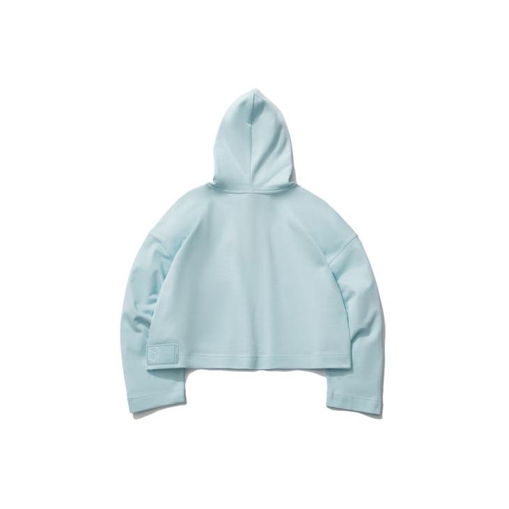Li Ning Sports Fashion Series Embroidered Letter Short Hooded Sweatshirt Women sweatshirt Light-Blue AWDR374-3