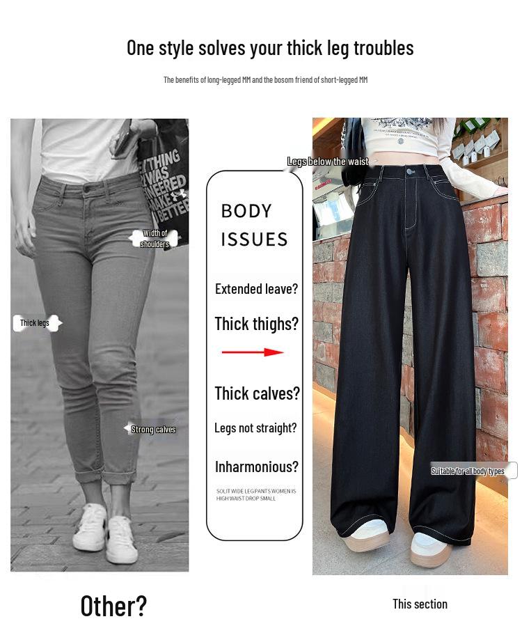 Women's 2026 Tencel Soft Denim High-Waisted Wide-Leg Slimming Floor-Length Casual Trousers