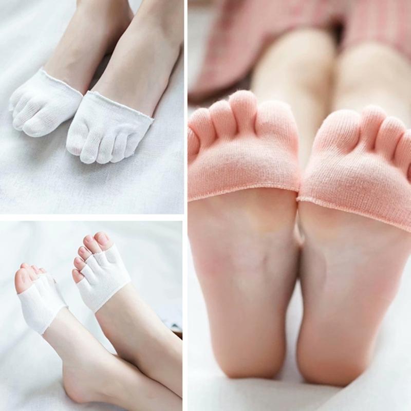 5 Pairs No Show Half Socks Moisture Wicking Nonslip Toe Separator Invisible Forefoot Socks for Women's Dress Shoe Heel