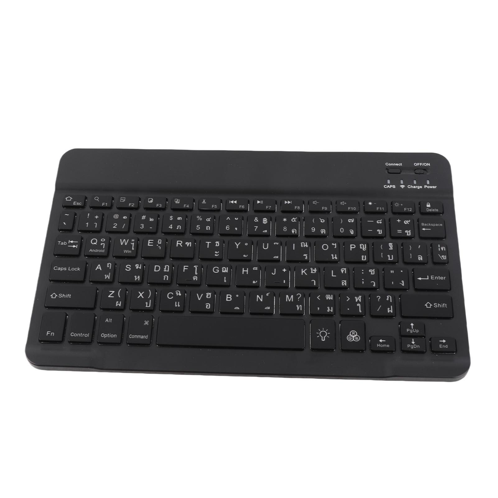 

Wireless Bluetooth Keyboard 10in with RGB Backlight Square Keycap for Phone TabletBlack Thai чёрный