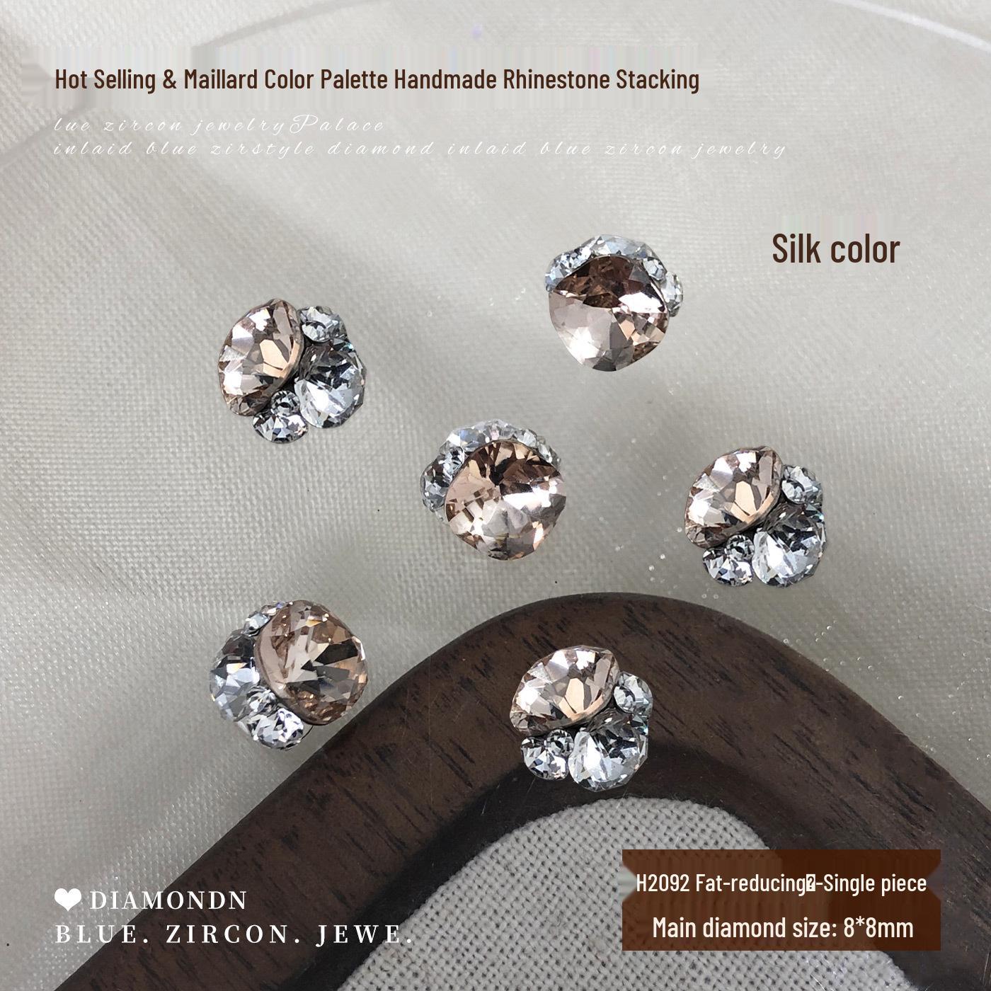 Flashy Rhinestone Nail Art: No-Base Stacked Pigeon Egg Shape with Right Angle and High-End Square Finish