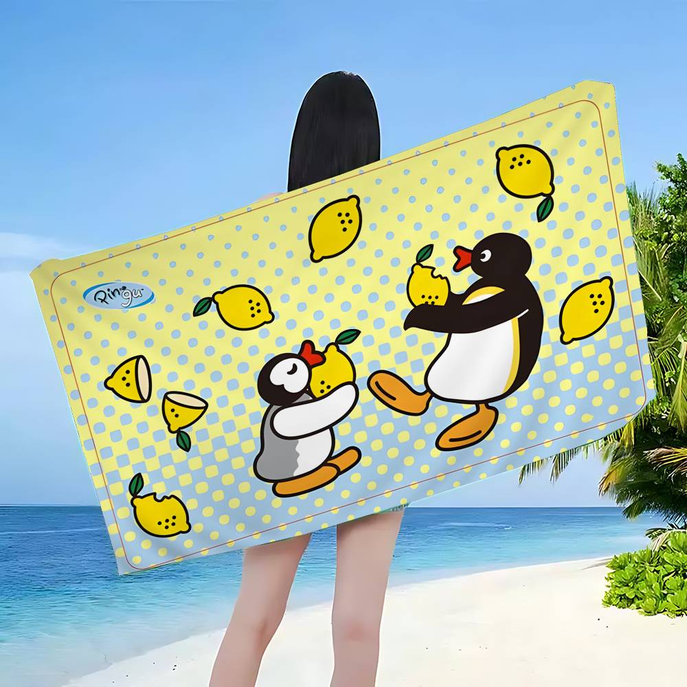 Cartoon Cute P-PinguS Anime Microfiber Blanket Quick Drying Beach Towels Oversized Printing Super Absorbent Pool Towel Blanket