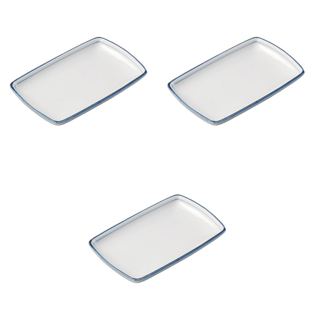 Set of 3 Yakimono Plates X X Ceramic Yakimono Plates by Setomonohonpo Gosu-Striped [19.5 12.3 2.5cm]