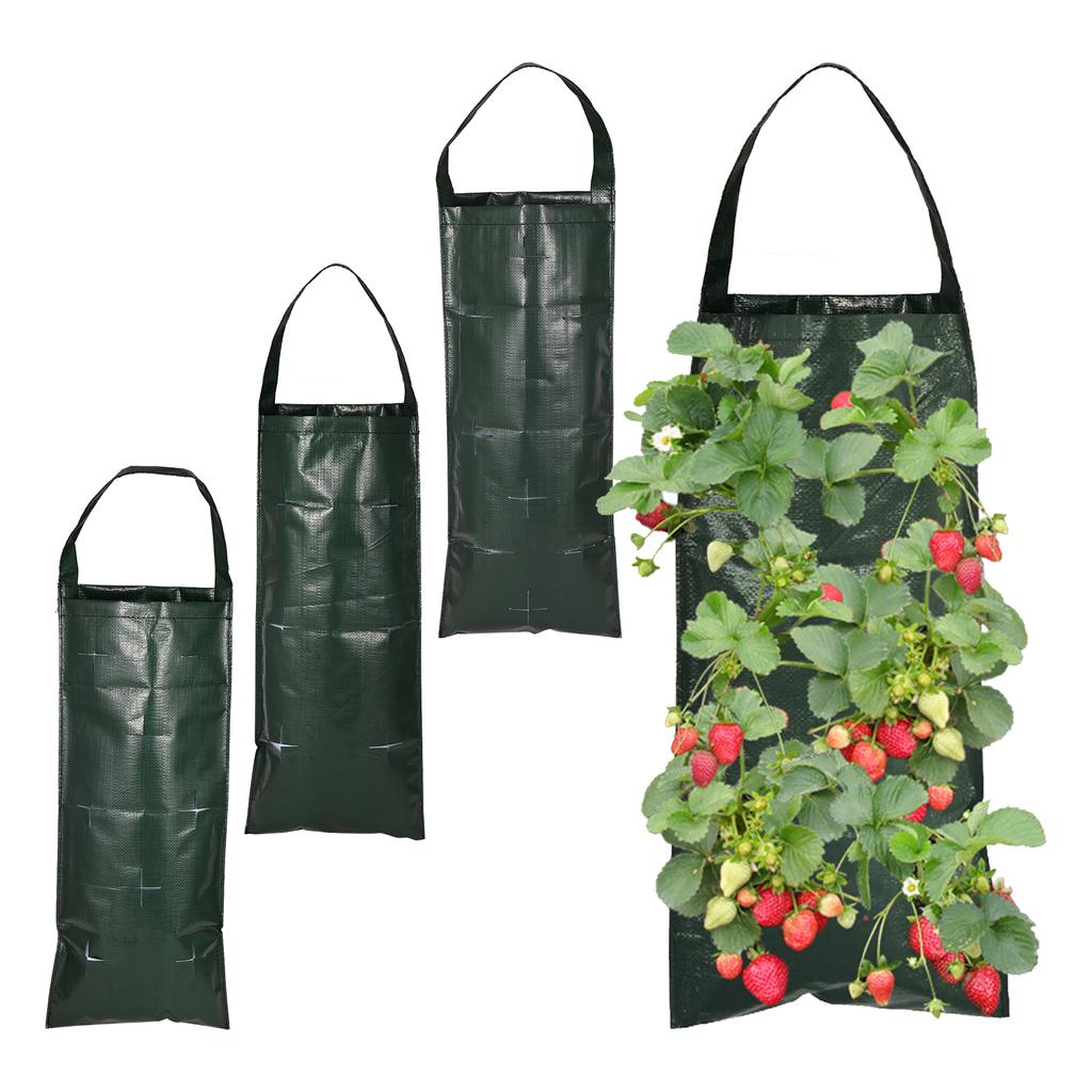 Green 6/8/10 Holes Hanging Strawberry Plant Grow Bag Veranda Home Garden Supplies Compost Seedlings Outdoor Planter Decoration