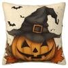 Halloween Linen Cushion Cover Trick or Treat Theme Pillowcase Pumpkin-Wizard Pillow Cover Halloween Party Decoration 2025