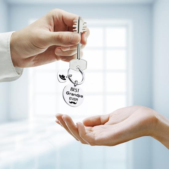 Stainless Steel Keychain Dad from Son Best Dad Ever Keychain Gift Double Sided Letter Print Keyring Valentine Day Heartwarming Gift