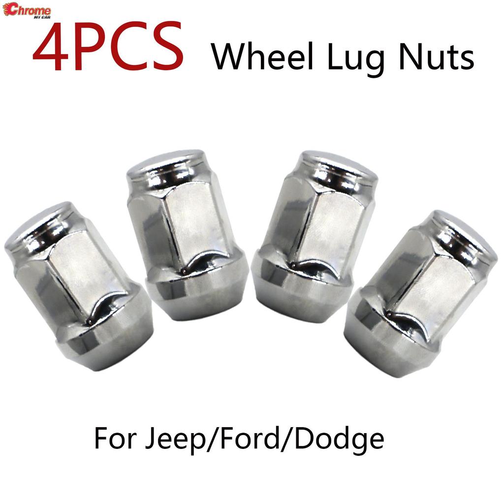 4x Car Chrome Steel Wheel Lug Nuts 1/2"-20 60 Degree Tapered 32mm For Jeep Grand Cherokee Wrangler Jaguar Saab Volvo Ford