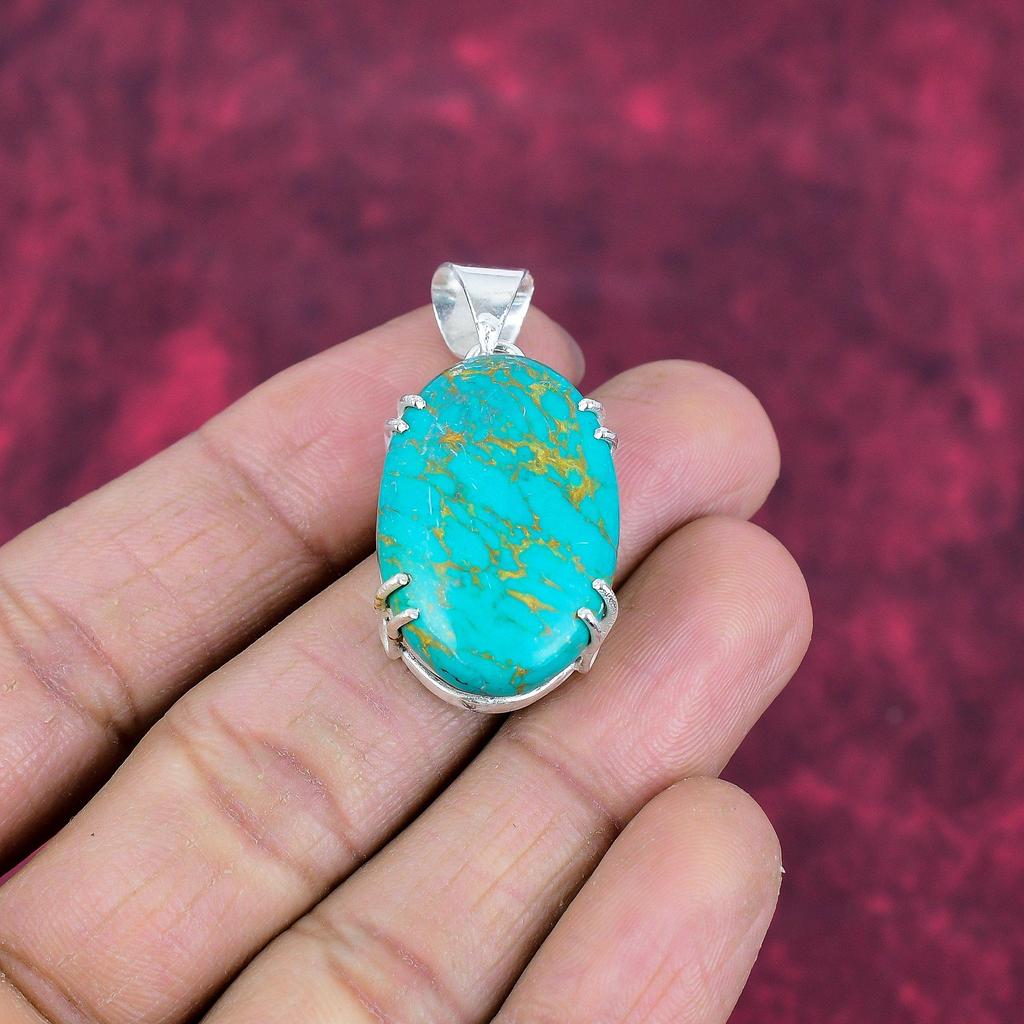 Arizona Türkis Edelstein Anhänger, 925 Sterling Silber Anhänger Schmuck, handgemachter antiker Schmuck Geschenk für Mutter