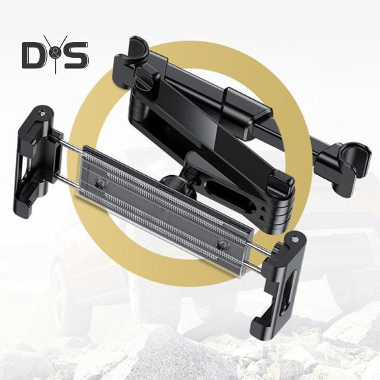 Držák na opěrku hlavy pro zadní sedadla, robustní držák na tablet a telefon s kovovým zámkem a silikonovými úchyty, výsuvný doplněk do auta pro rodinné cestování