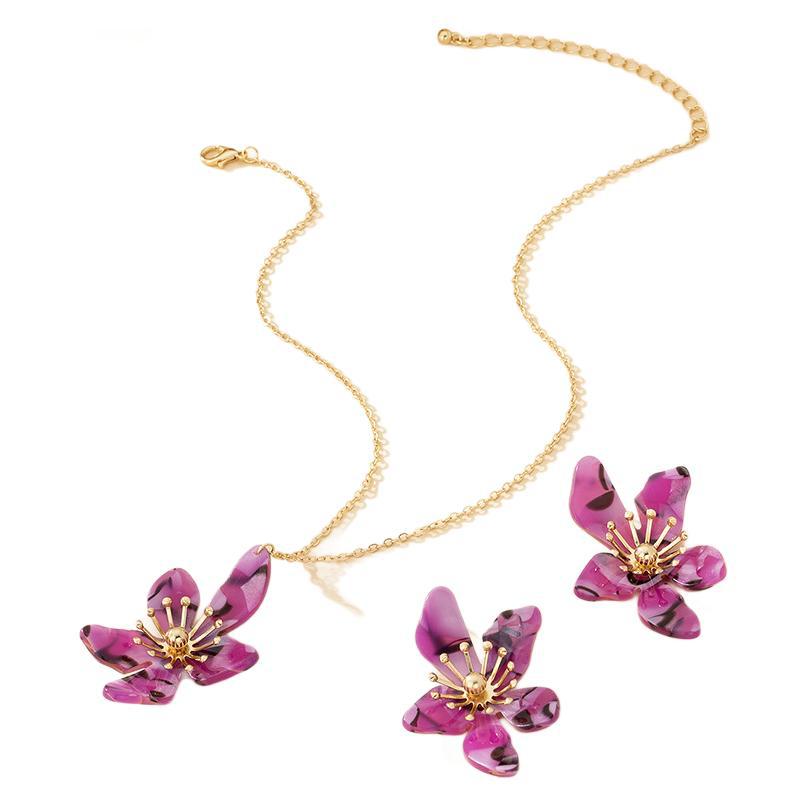Elegant Flower Necklace and Earrings Set for Women