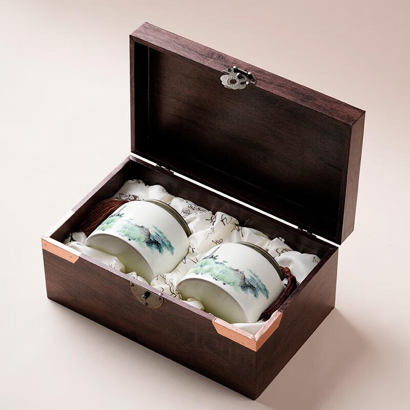 Classical Ceramic Tea Jar Set with Wooden Box