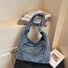 Casual Denim Shoulder Bag for Women Minimalist Daily Commute Crossbody Bag with Interior Zipper Pocket  Simple & Cool Design