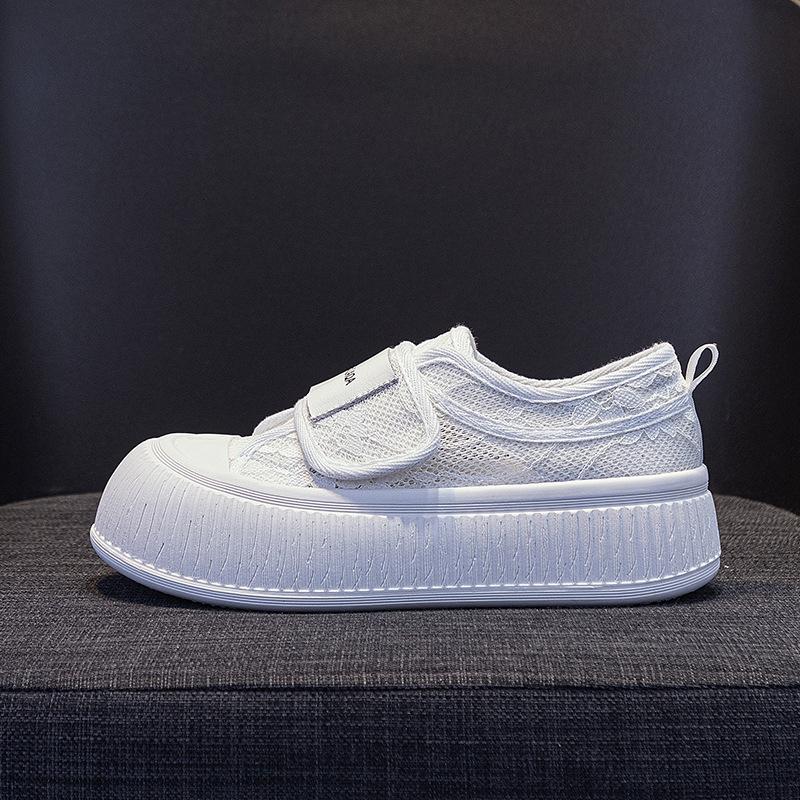 

Туфли рыбака на толстой подошве с мелким вырезом, дышащие, на шнуровке, сетчатые, обувь на платформе-печенье, универсальная повседневная обувь с полым верхом, модная 35