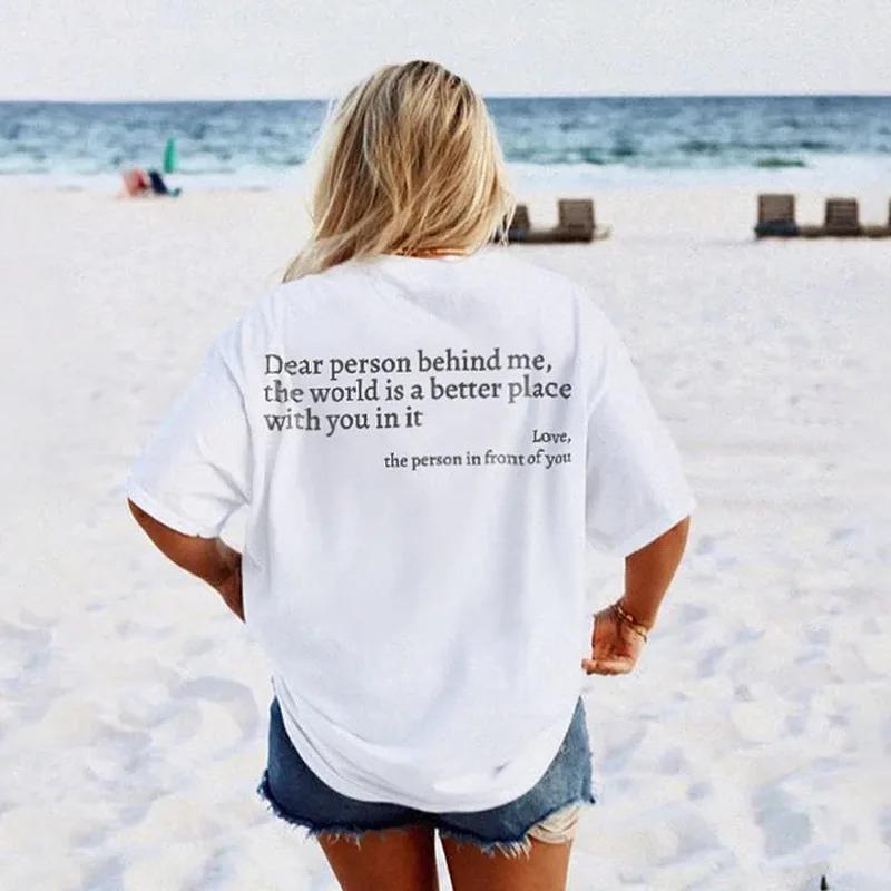 "You're enough" letter pattern print, Harajuku, simple and fashionable 100% cotton T-shirt for men