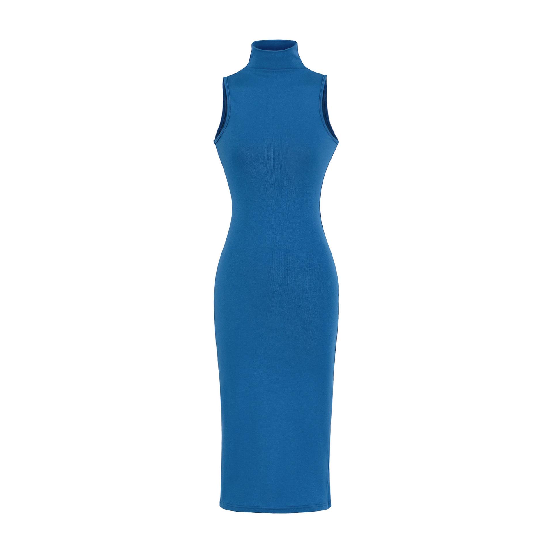 

Elegant European & American French High Neck Sleeveless Dress - Waist-Cinching Tight Base Layer, Hip-Hugging Long Design for Spring/Summer Small